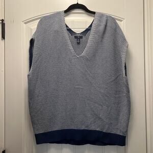 Gap Women’s V-Neck‎ Batwing Striped Sleeveless Sweater Vest Size S Blue White